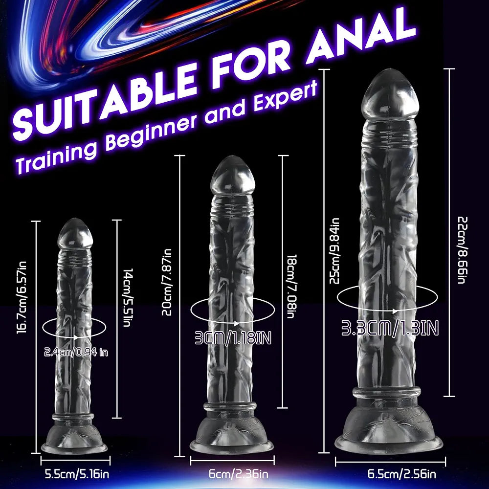 MKPJOY 3-Piece Transparent Silicone Anal Training Set with Suction Base