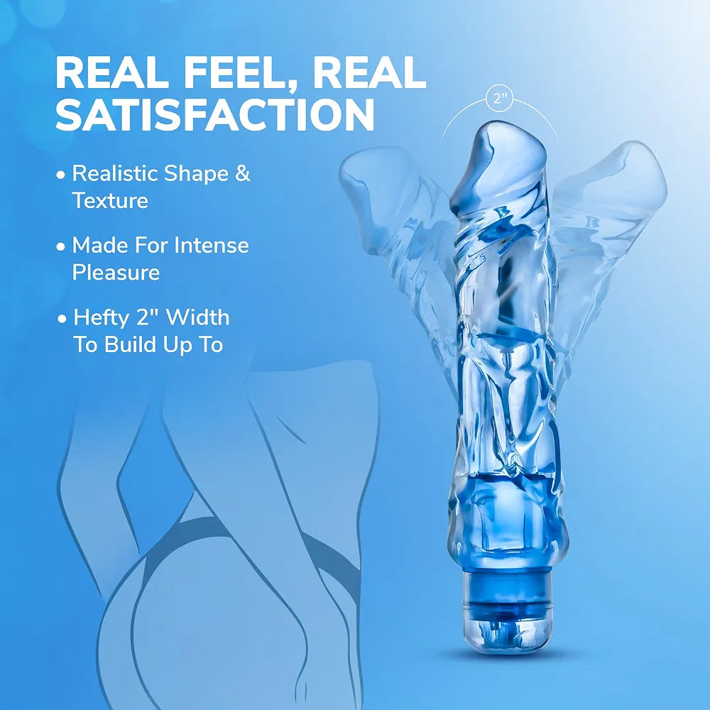 Eden 9-Inch Realistic Vibrating Dildo with Multi-Speed Stimulation and Waterproof Design - Blue