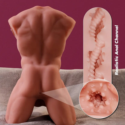 11LB Male Sex Doll with Video Recognition, Multifunctional Vibrating Thrusting Dildo, Detachable Huge Long Penis & Tight Anal Channel Torso Adult Sex Toy for Women and Gay Couples