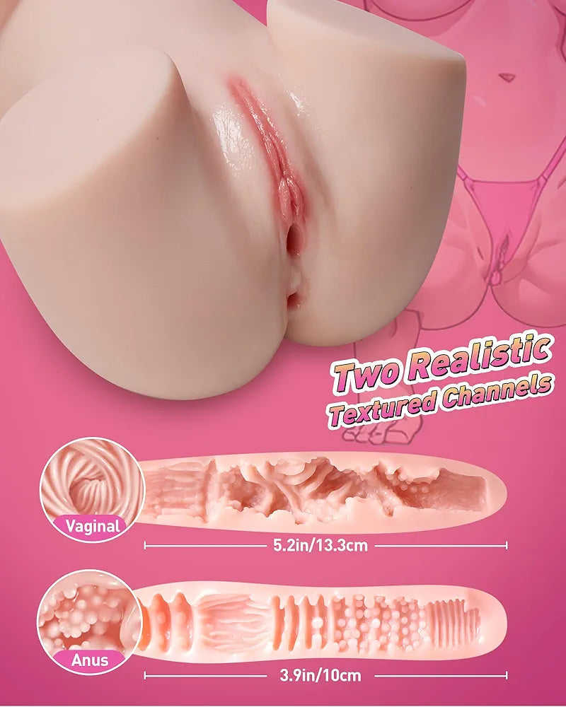 Premium 6.5lb Realistic Silicone Male Masturbator Torso with Dual-Entry Vagina and Anal Channels