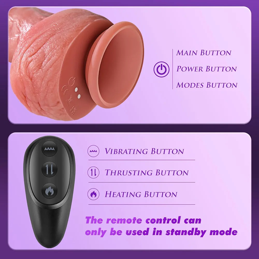 Realistic Silicone Thrusting & Vibrating G-Spot Stimulator with Heating and Suction Base