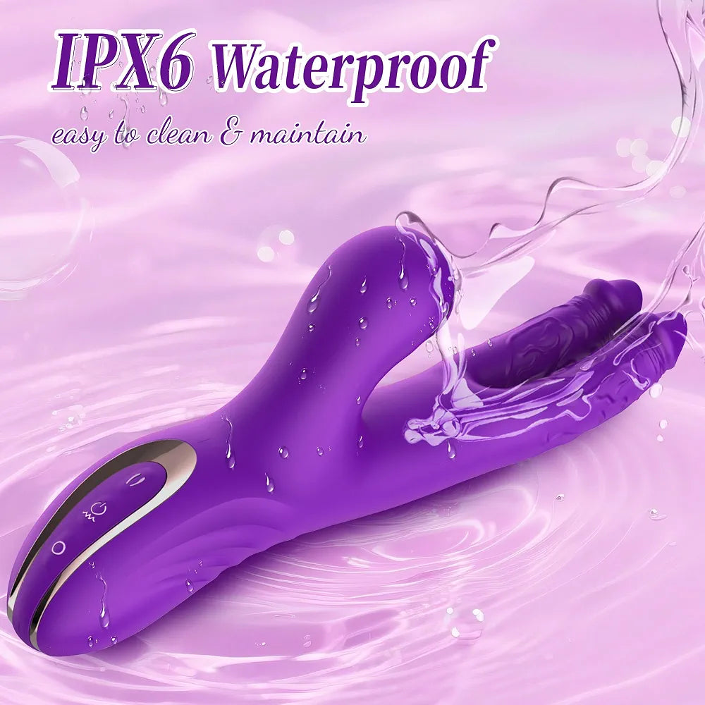 Premium 3-in-1 Dual Rabbit Dildo with Multi-Mode Stimulation for G-Spot and Clitoral Pleasure