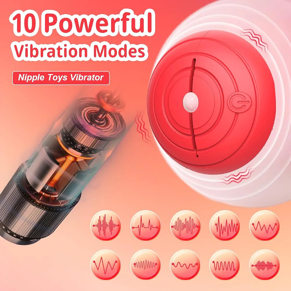 Remote-Controlled Vibrating Nipple Clamps with 10 Modes and 3 Intensity Levels
