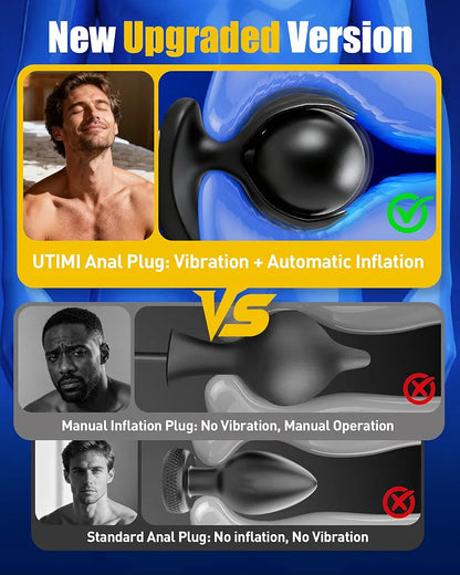 Premium Inflatable Prostate Massager with Remote and App Control - 8 Vibration Modes, Silicone