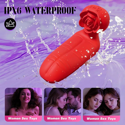 Rose-Shaped Dual-Channel Mini Vibrator for Clitoral and Nipple Stimulation