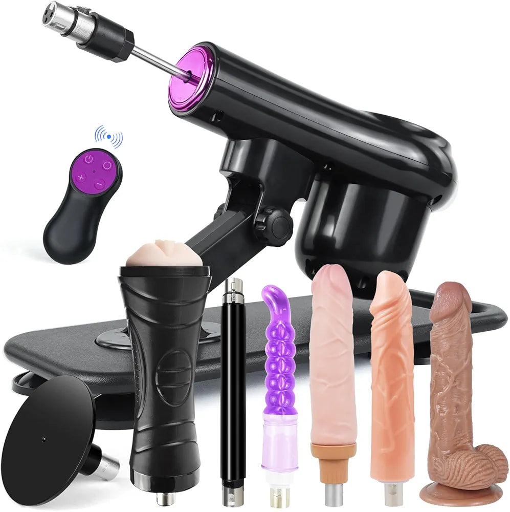 Automatic Thrusting Dildo Machine with Remote Control and 3XLR Attachments