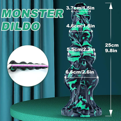 10-Inch Realistic Silicone Fantasy Dragon Dildo with Suction Cup and Triple Knots