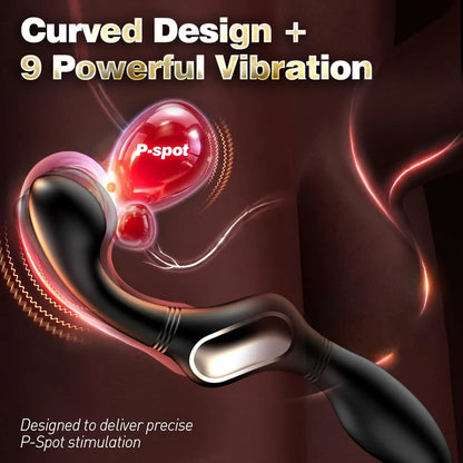 Dual-Motor Curved Prostate Massager and Anal Vibrator for Targeted P-Spot Stimulation