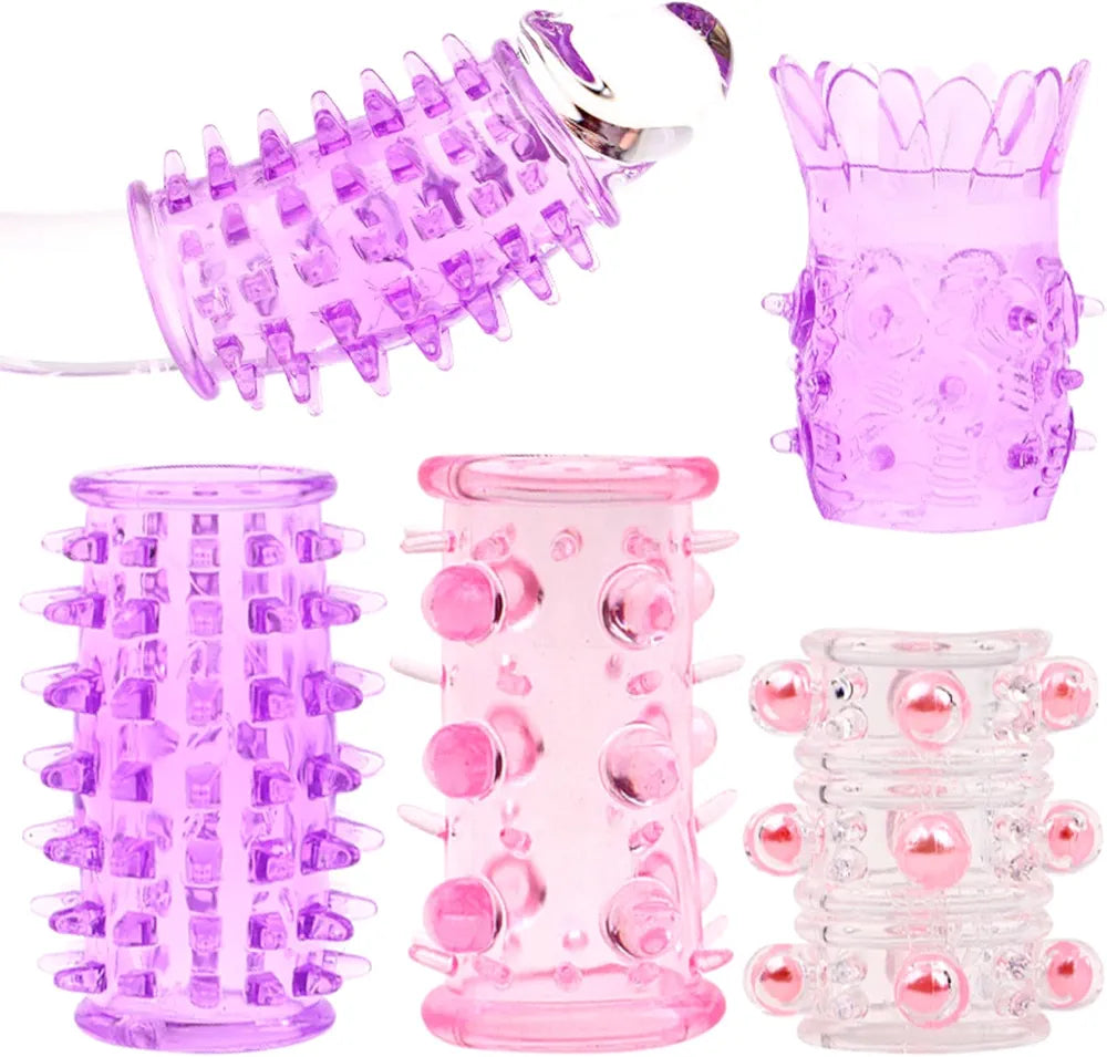 Set of 4 Reusable Silicone Penis Sleeves and Cock Extenders - Assorted Colors