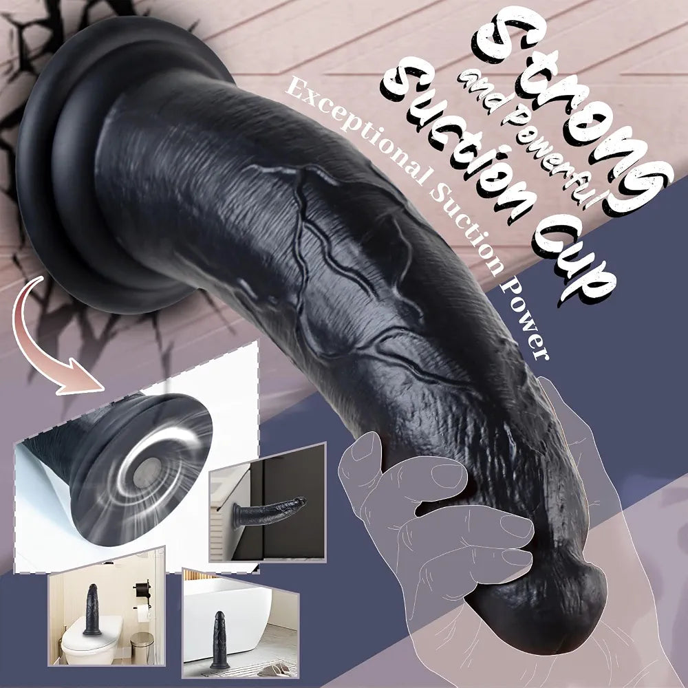 12-Inch Dual-Density Silicone Vibrating Dildo with Suction Cup and 7 Vibration Modes