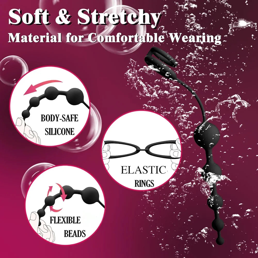 Silicone Graduated Anal Plug and Cock Ring Set for Couples