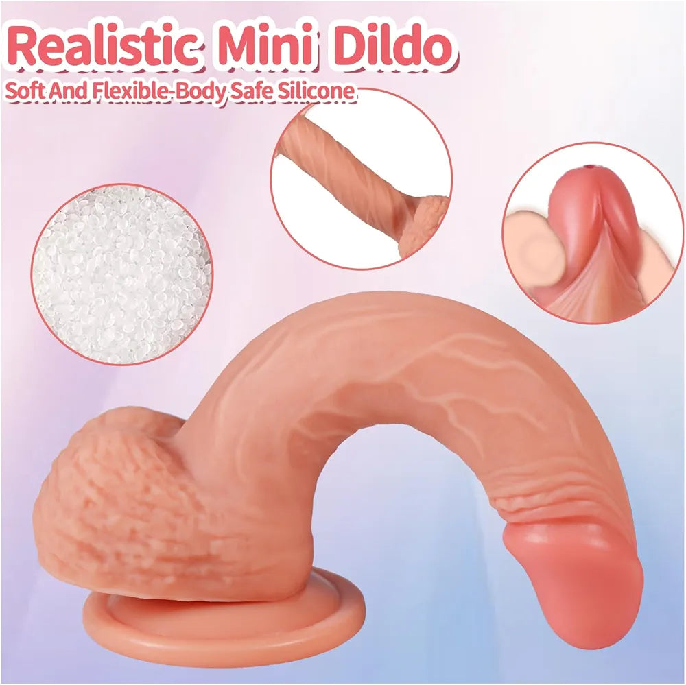 6.3-Inch Realistic Slim Silicone Dildo for Beginners with Strong Suction Cup