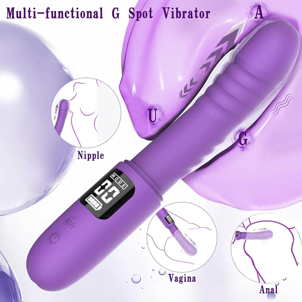 Realistic 3-Speed Thrusting & 9-Mode Vibrating G-Spot Stimulator with LED Display