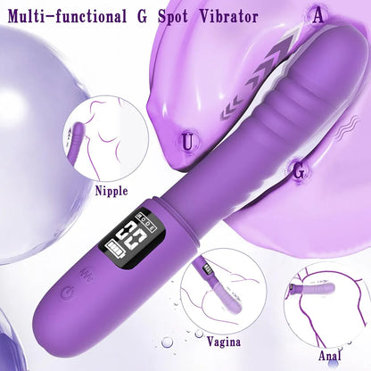 Realistic 3-Speed Thrusting & 9-Mode Vibrating G-Spot Stimulator with LED Display