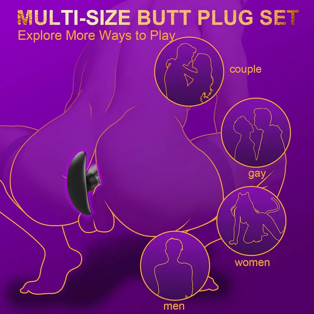 Premium Silicone Anal Training Plug Kit - 4-Piece Waterproof Beginner to Advanced Set
