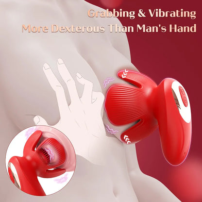 Rose-Shaped Nipple Vibrator with 10 Vibration and 10 Grabbing Modes