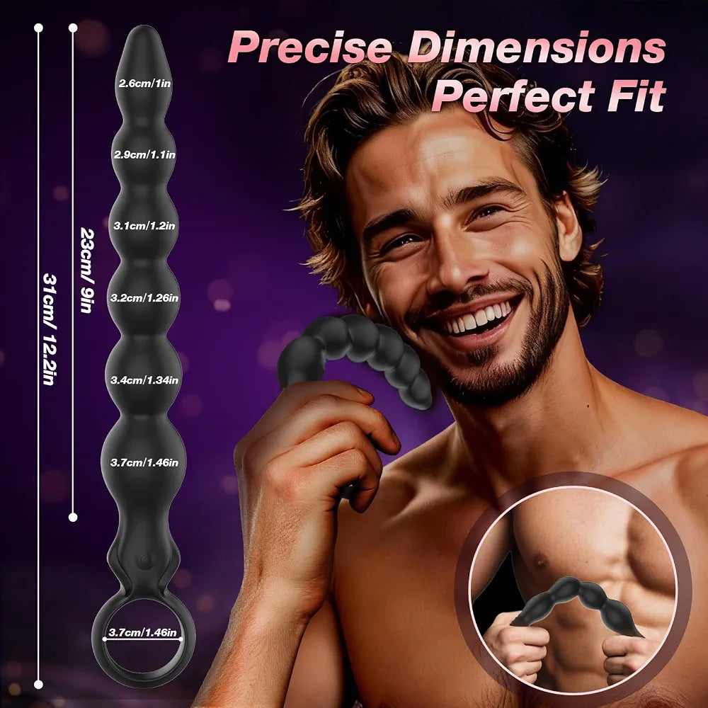Premium Silicone Vibrating & Rotating Anal Bead Massager with 360-Degree Swinging Head