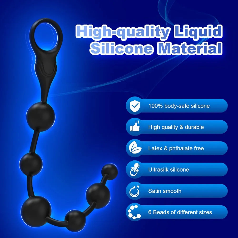 12-Inch Silicone Vibrating Anal Bead Plug with 10 Modes and Triple Motors