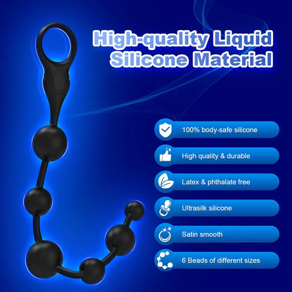 12-Inch Silicone Vibrating Anal Bead Plug with 10 Modes and Triple Motors