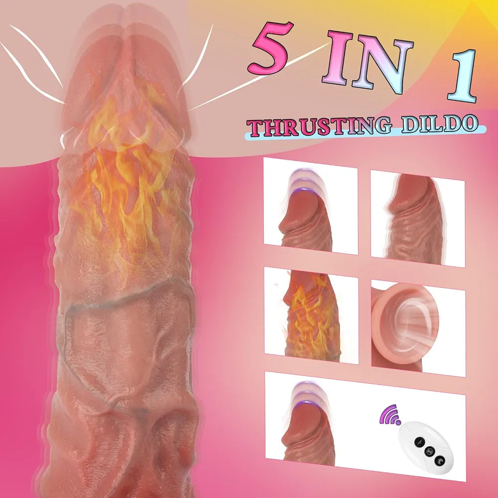 11-Inch Realistic Thrusting Dildo Vibrator with Heating, 3 Thrusting & 10 Vibration Modes, Suction Cup Base for G-Spot and Anal Stimulation