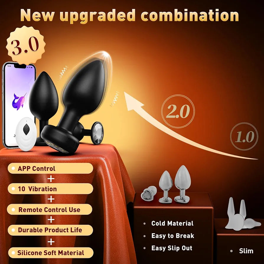 10-Mode Remote Controlled Silicone Vibrating Anal Plug Set - 3-Piece Prostate Massager Kit