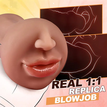 Realistic Deep Throat Oral Sex Simulator with Vibrating Tongue and Teeth for Men