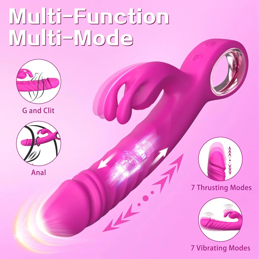 Premium Dual-Action Rabbit Vibrator with 7 Thrusting and 7 Vibration Patterns for Couples