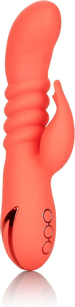 California Dreaming Silicone Thrusting Rabbit Vibrator - Orange