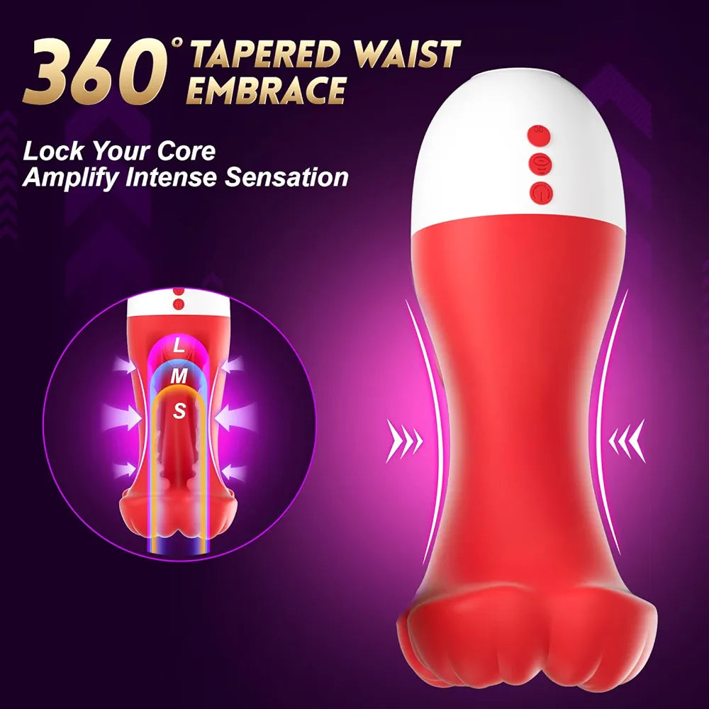 Baiwatt Squeezable Male Masturbator Sleeve with 3 Sucking and 10 Licking Vibration Modes