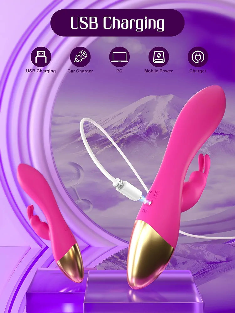 FIDECH Dual-Motor Rabbit Vibrator with 10 Vibration Modes for G-Spot and Clitoral Stimulation