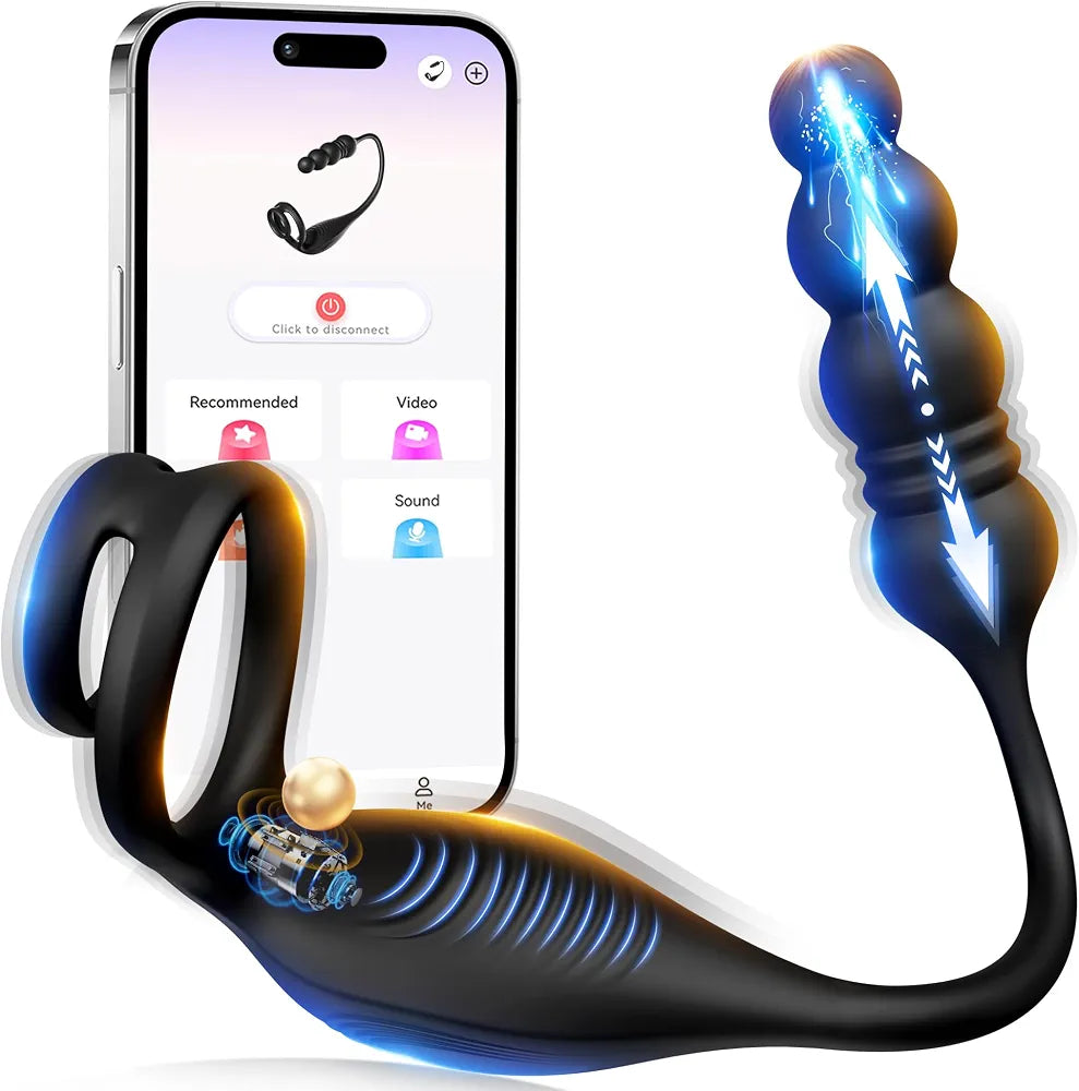 Amiahe App-Controlled Thrusting Prostate Massager and Vibrating Anal Plug for Men