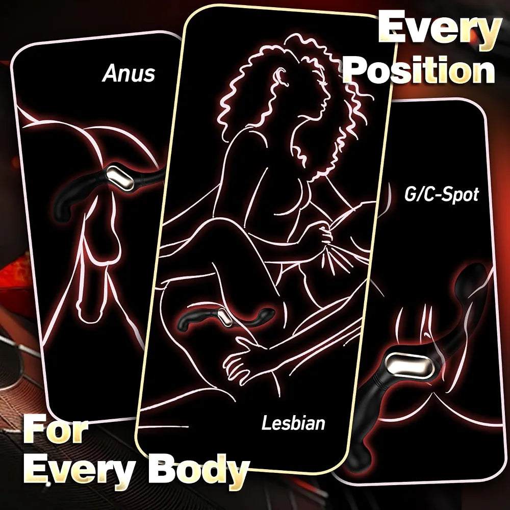 Dual-Motor Curved Prostate Massager and Anal Vibrator for Targeted P-Spot Stimulation