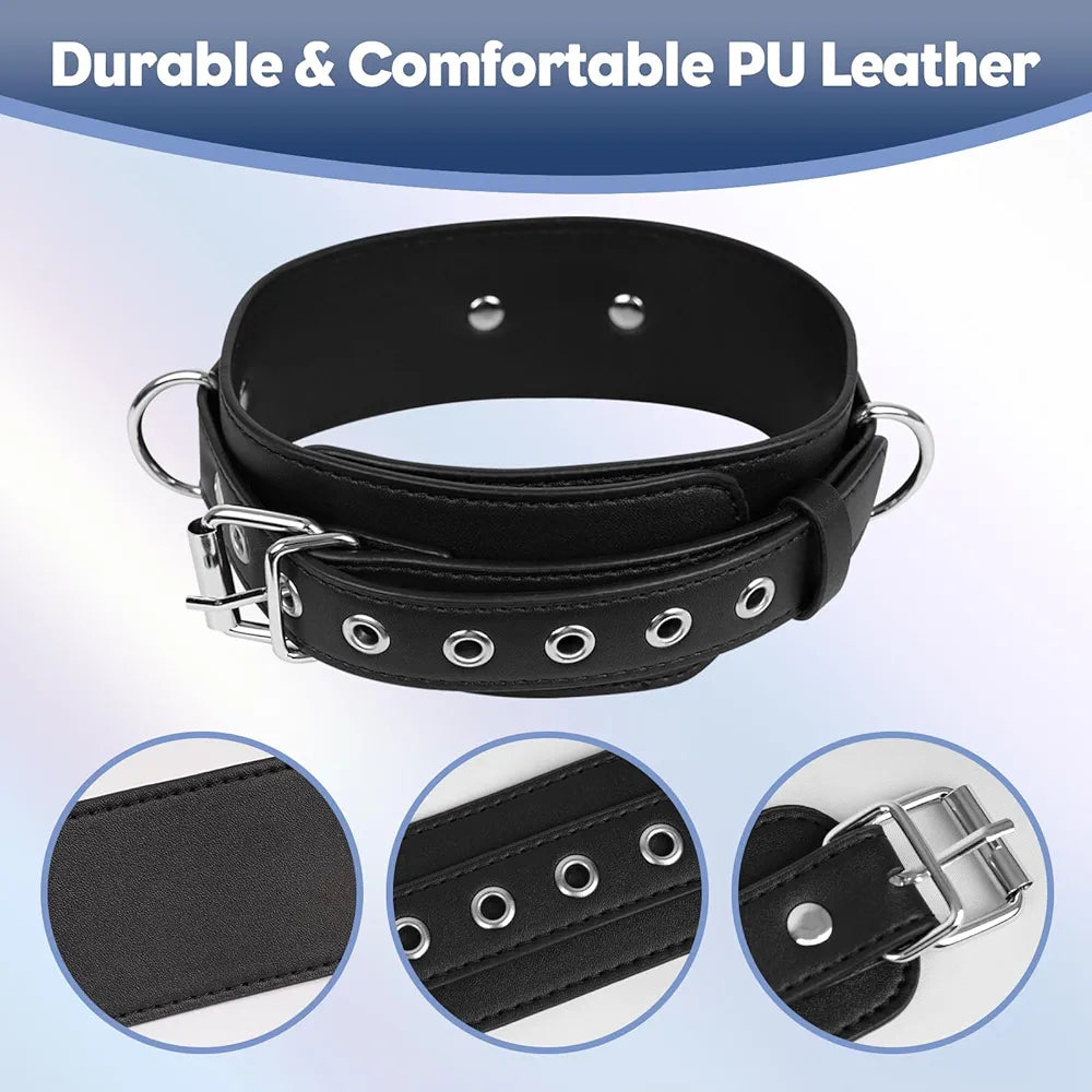 9-Mode Vibrating Anal Hook Plug with BDSM Restraint Chain and Collar