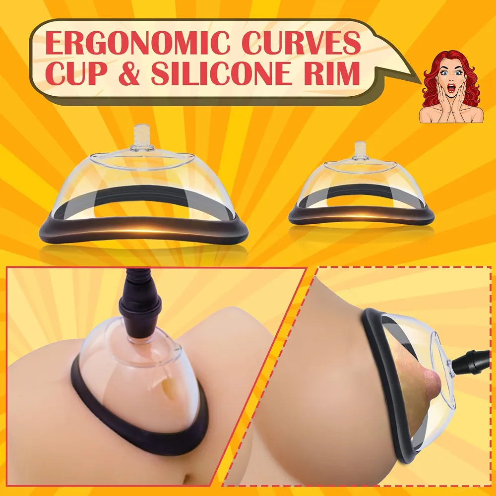 Pussy Pump with 2 Clit Nipple Suckers Set, BDSM Toys Clitoral Pump Vagina Pumps Sexual Pleasure Tools for Women Couples, Nipple Sucking Toys with 3 Strong Suction Cups, Adult Sex Toys Kit