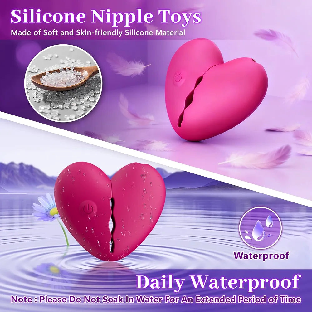 Heart-Shaped App-Controlled Nipple Vibrator and Clamps