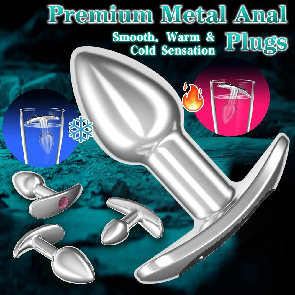 Premium 4-Piece Metal Anal Plug Set with Remote-Controlled Vibration and Prostate Stimulation