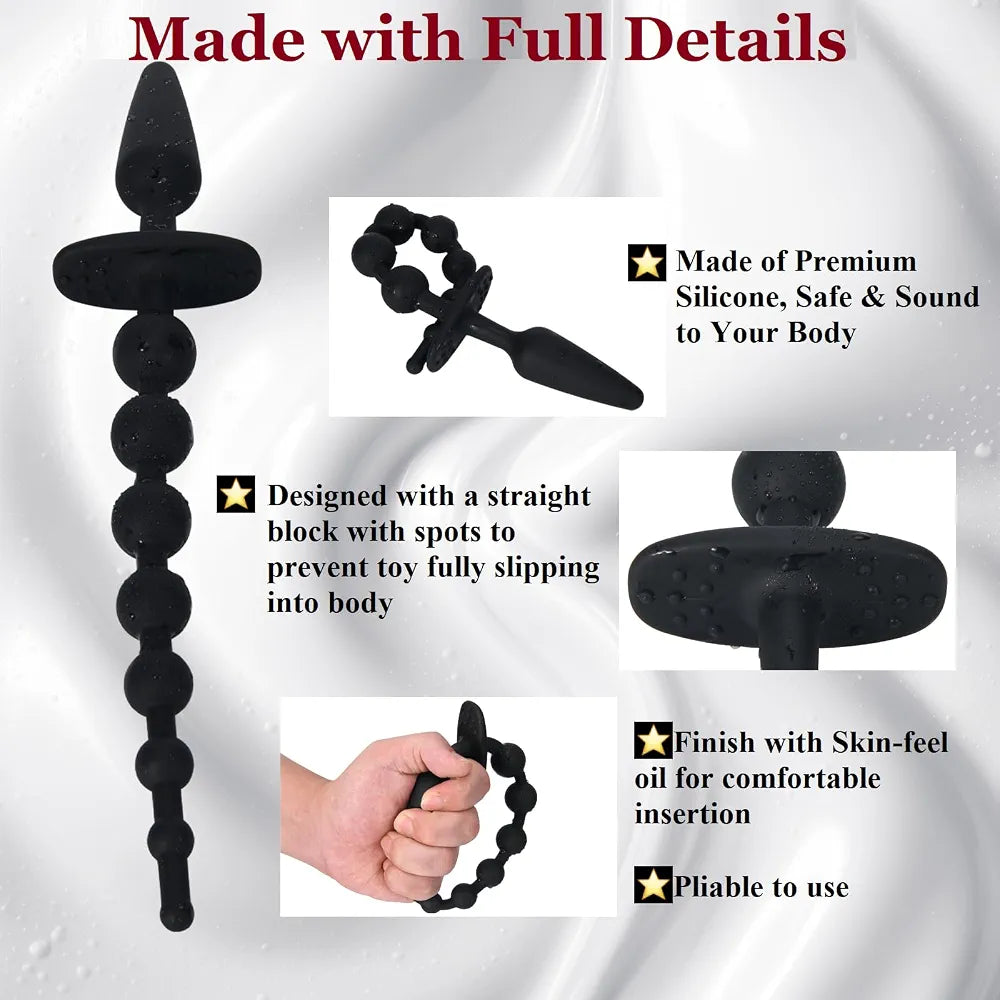 7-Ball Progressive Silicone Anal Bead Chain for Beginners