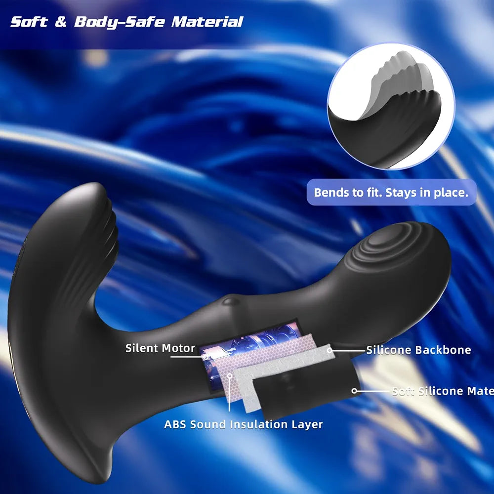 App-Controlled Beaded Prostate Massager and Vibrating Anal Plug with Thrusting Ring