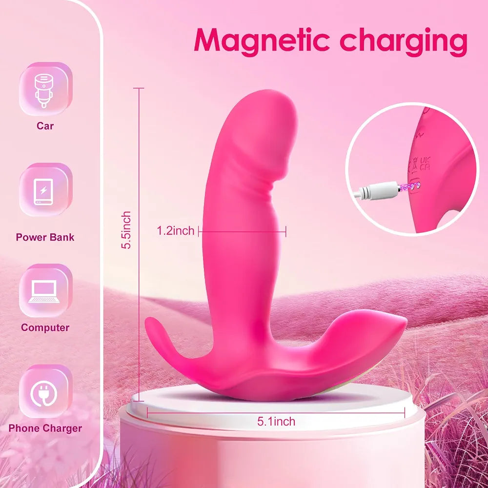 Rose-Shaped App-Controlled Wearable G-Spot Vibrator with 10 Vibration Modes for Women