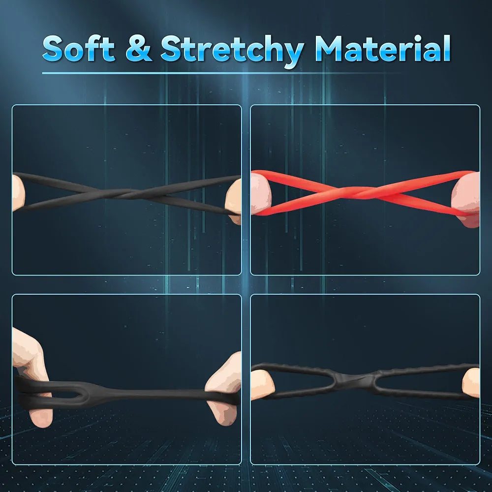 10-Piece Stretchy Silicone Cock Ring and Penis Sleeve Set for Enhanced Performance
