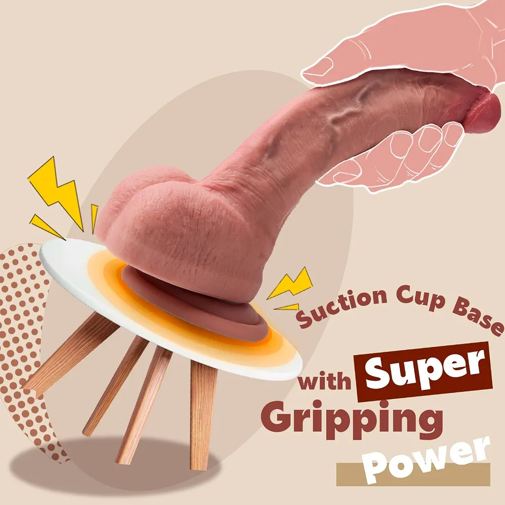 8-Inch Ultra-Realistic Lifelike Silicone Dildo with Suction Cup and Textured Skin