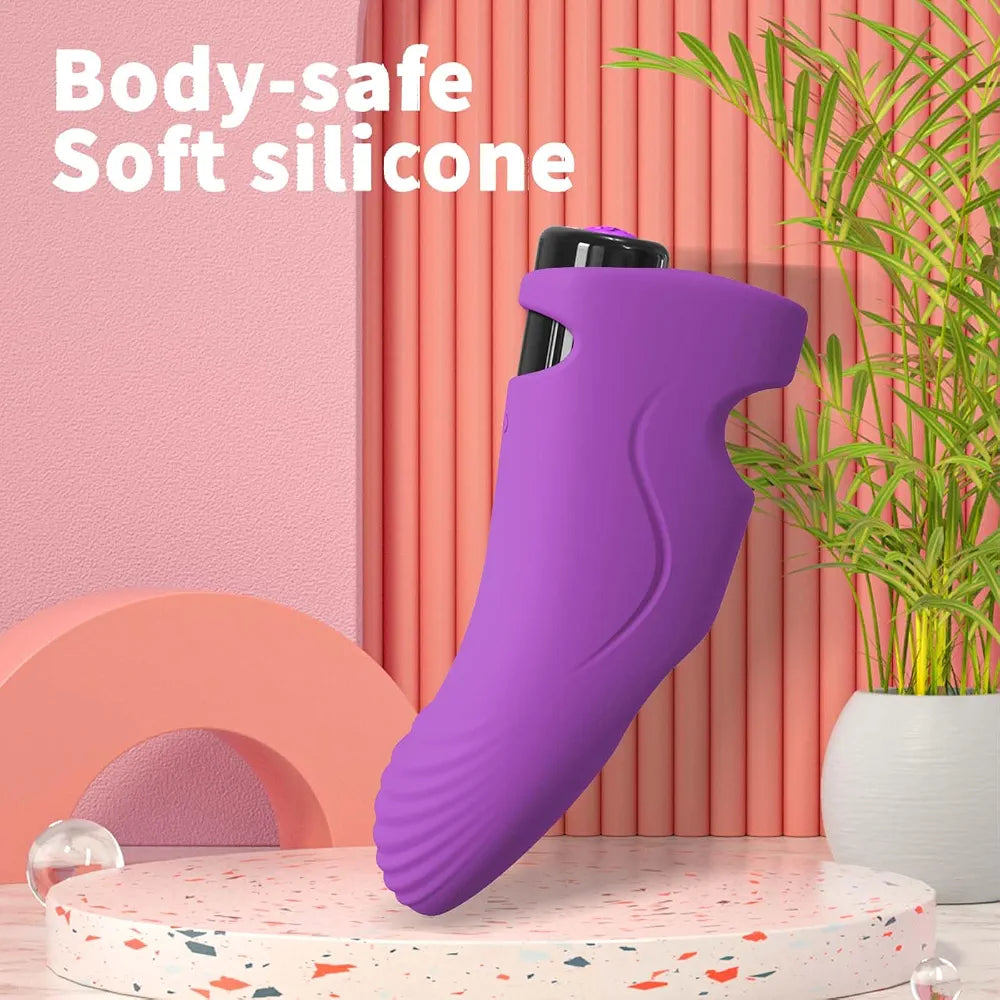 Rechargeable Silicone Finger Vibrator with 9 Modes for Couples