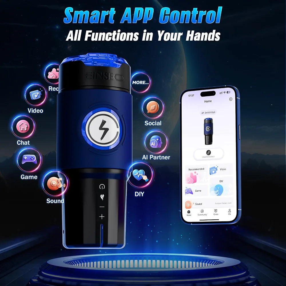 EINSEO AI-Powered App-Controlled Male Masturbator with 360° Heating, 5-Speed Thrusting, and Brushless Motor
