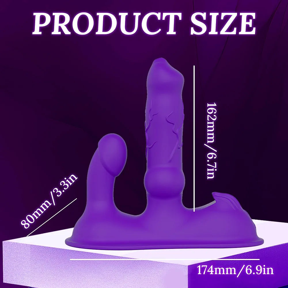 Premium Dual-Head Thrusting & Vibrating G-Spot Stimulator with App Control, 10 Modes, Waterproof & Rechargeable - Purple