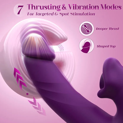 Toendi Dual-Action Rabbit Vibrator with Nipple and Clitoral Sucking, Thrusting Dildo