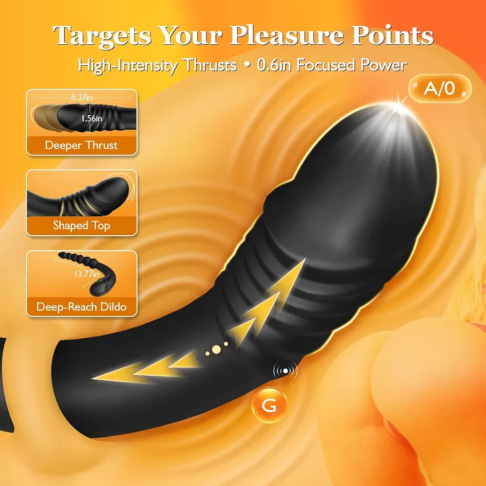 14-Inch Remote-Controlled Thrusting G-Spot Vibrator and Anal Bead Set