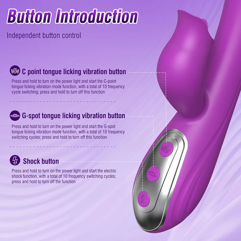 Premium 3-in-1 Dual-Stimulation Rabbit Vibrator with 10 Licking and Pulsing Modes