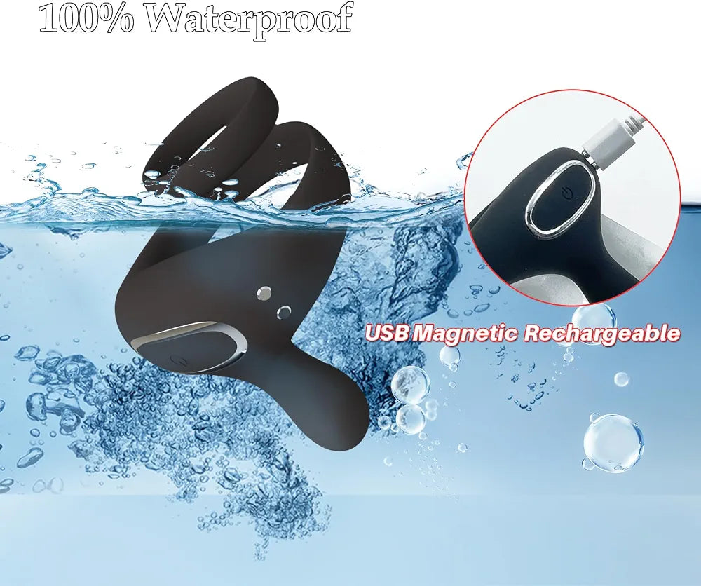 Dual-Motor Remote Controlled Silicone Vibrating Cock Ring for Enhanced Male Stimulation