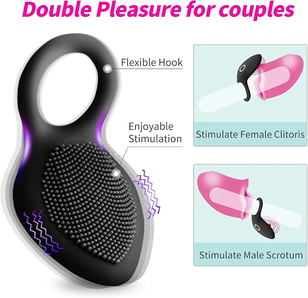 Premium Rechargeable Silicone Vibrating Penis Ring with 10 Vibration Modes