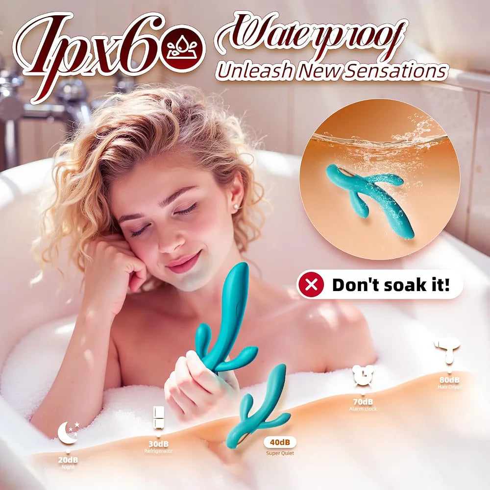 Premium 3-in-1 Silicone Rabbit Vibrator with 10 Vibration Modes for Clitoral and G-Spot Stimulation